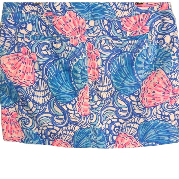 Lilly Pulitzer Nicki Pink Raising Shell Blue Haven Mini Skort Skirt Size 0 XS - Picture 4 of 9